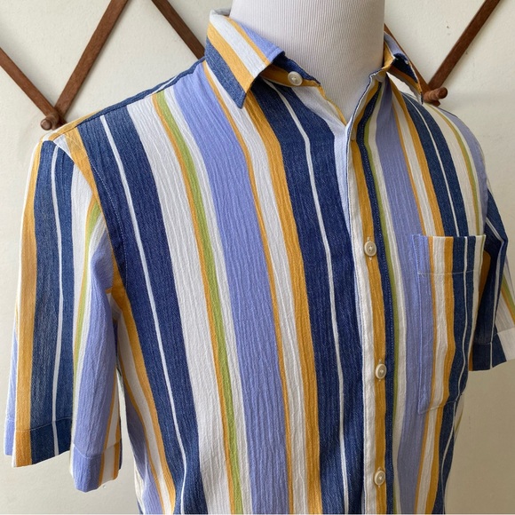 Zara Retro Striped Gauze Cotton Button Up Shirt - Picture 3 of 14